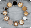 cups with different types of coffee